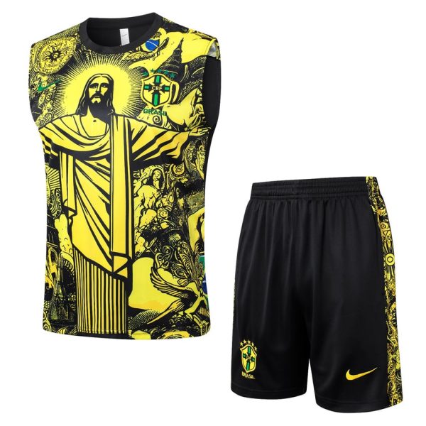 Debardeur Short Bresil 2024 2025 Jaune Motif