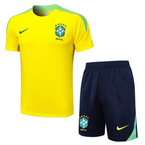 Ensemble Maillot Short Bresil 2024 2025 Jaune