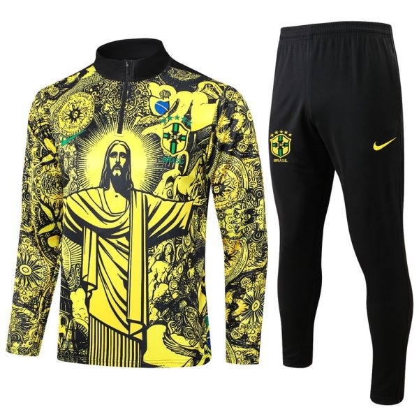 Survetement Bresil Training 2024 2025 Jaune Motif