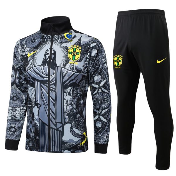 Survetement Bresil Veste 2024 2025 Gris Motif